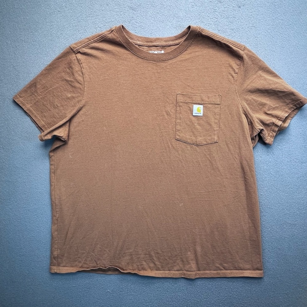 Carhartt K87-W Brown Pocket T-Shirt Womens 1X‎ Loose Fit Short Sleeve Cotton Tee